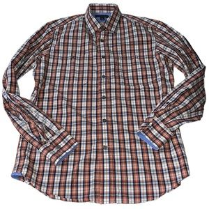 Banana Republic Plaid Orange & Blue Shirt, Size Small